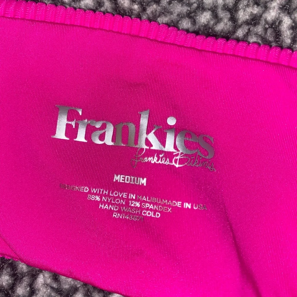 Frankie’s Bikini Dark Pink Top With Bow Size Medium